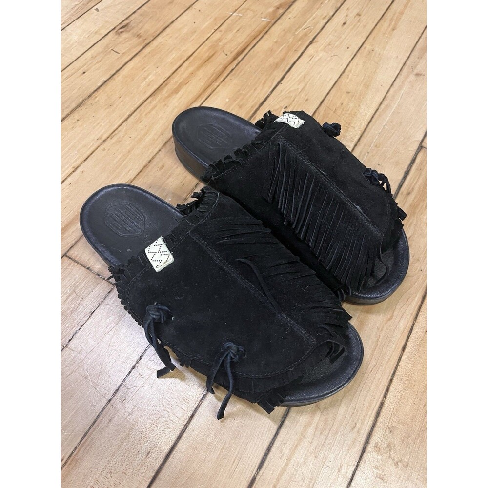 VISVIM Christo Shaman-Folk Black Suede Tassel  Sandals Size XL